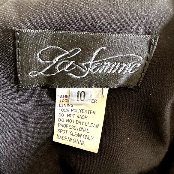 La Femme New Off the Shoulder Evening Gown Black 10 Formal Cocktail Fairy Goth - Picture 8 of 12